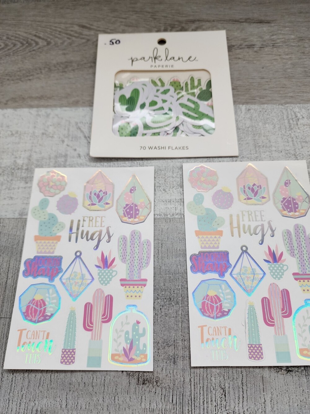 NEW Scrapbook Stickers & Washi Flakes Cactus Succulents Pastels Retired NEW #35